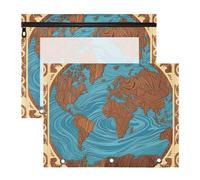 Binder Pouches Multi-Purpose Storage Bag for 3 Rings Binder 2 Pack Students Office Ancient World Map