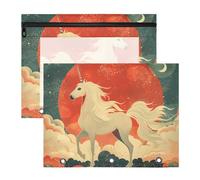 Binder Pouches Multi-Purpose Storage Bag for A4 Paper Letter 2 Pack Students College Supplies Unicorns Ukiyo-e Style
