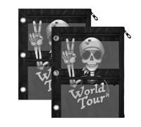 Binder Pouches Pockets 3 Hole Punched Peace Sign Skull