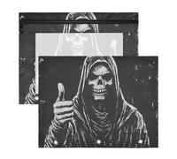 Binder Pouches with Smooth Zippers Pen Holder Case for 3 Rings Binder 2 Pack Teacher College Supplies Death God Skull