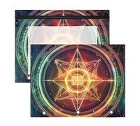 Binder Pouches with Zipper Storage Bag for A4 Paper Letter 2 Pack Teacher Home Dreamy Colors Tarot Pentacles Star