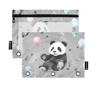 Binder Pouches with Zipper with Clear Window Cartoon Cute Birthday Black and White Panda Pencil case Organizer Big Capacity Three Rings Binder for Storing School Office Supplies Multicolored 2