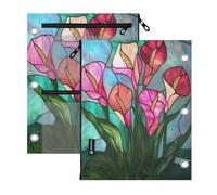 binder pouching 3 Ringing 2 PCS Hot Pink Calla Lilies Stained Glass Style