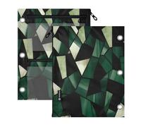 binder pouching 3 Ringing 2 PCS Luxury Stained Glass Cyan Black Fashion