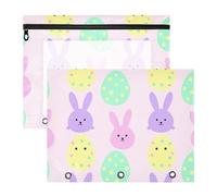 Binder pouching Adorable 3 Hole Pocket for 3 Ringing Binder 2 Pack Teacher Class Easter Candy Chicken Easter Spring Eggs Bunnies Boy Eggs
