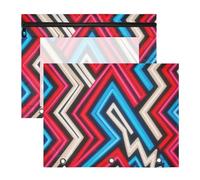 Binder Sturdy Storage Bag for A4 Paper Letter 2 Pack Teacher Class Irregular Lines in Red and Blue