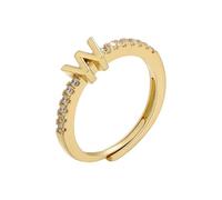 Binder Two Rings Adjustable Opening for Women Classic Simple Finger Ring for Women Jewelry Gift 26 Alphabet Sparkling Letter Band Ring Rings Kids Girls 12 Silver, one size, Copper, No Gemstone