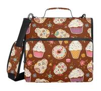 Binder with Extra Pockets with Handle Waterproof 1.5 Inch 3 Ringing Storage Bag Portfolio Binder Documents Files Organizer Sugar Skull with Donuts