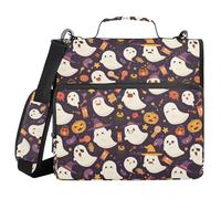 Binder with Extra Pockets with Shoulder Strap Laege Capacity 1.5 Inch 3 Ringing Pencil Bags Portfolio Binder Stationery Supply Halloween Ghosts Stars