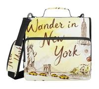 Binder with Extra Pockets with Shoulder Strap Multi-Pocket 1.5 Inch 3 Ringing Portfolio Binder Bag Home Travel Cards Storage Container Wander in New York