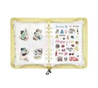 Binder with Zipper 20 Pages Star Zippered Planner Sticker Book | Transparent A5 Planner Storage for School Office Meeting Mental Health Study Task Home Cleaning Exercise Workout