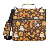 Binder with Zipper with Handle Laege Capacity 1.5 Inch 3 Ringing Pencil Bags Portfolio Binder Stationery Supplies Retro Hippie Halloween Daisy Zombie Rainbow