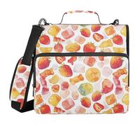Binder with Zipper with Shoulder Strap Easy to Carry 1.5 Inch 3 Ringing Storage Bag Portfolio Binder Office Files Organizer Gummy Candy Sweet Strawberry