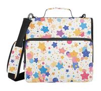 Binder with Zipper with Shoulder Strap & Handle Multi-Pocket 1.5 Inch 3 Ringing Pencil Case Portfolio Binder Home Travel Cards Storage Container Cartoon Confetti Colorful Dots Stars
