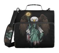 Binder with Zipper with Shoulder Strap Laege Capacity 1.5 Inch 3 Ringing Portfolio Binder Bag Document Storage The Statue of Liberty Bitcoin Bird