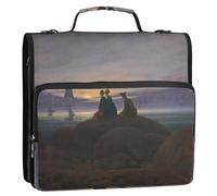 Binder Zipper Organizer Caspar David Friedrich Mondaufgang 1.5 Inch 3 Ring Binders Heavy Duty Fabric School Binders Bag with Shoulder Strap Portfolio Hold 500 Sheets Holder