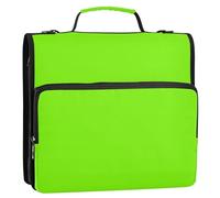 Binder Zipper Organizer Lawn Green 1 1/2 Inch Binders 3 Ring Personalized Binder with Shoulder Strap for School Storage Portfolio Case with Handle