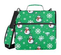 Binder Zipper Organizer with Handle Easy to Carry 1.5 Inch 3 Ringing Pencil Case Portfolio Binder Documents Files Organizer Winter Snowmen Retro Pixel