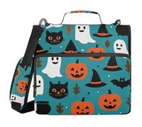 Binder Zipper Organizer with Handle Multi-Pocket 1.5 Inch 3 Ringing Pencil Bags Portfolio Binder Documents Files Organizer Halloween Ghosts