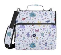 Binder Zipper Organizer with Shoulder Strap & Handle Multiple Pockets 1.5 Inch 3 Ringing Portfolio Binder Bag Documents Files Organizer Festive Music and Christmas Elements Pattern