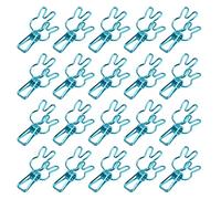 Binders Clips, 20pcs 3.3x1.2cm Hollow Out Paper Clips Metal Invoice Bill Binders Cute Spring Clamps for School Office Document Organizer (Blue)