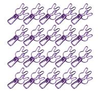 Binders Clips, 20pcs 3.3x1.2cm Hollow Out Paper Clips Metal Invoice Bill Binders Cute Spring Clamps for School Office Document Organizer (Purple)