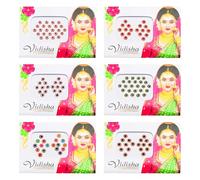 Bindi Pack of 6 Crystal Designer Jewel for Forehead Face Tikka Multicolored Bindiya Stickers Adhesive Stone Indian Traditional Bindi Tattoos for Women Girls Bride Return Gifts