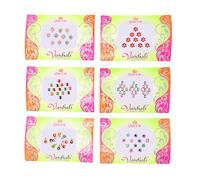 Bindi Pack of 6 Crystal Designer Jewel for Forehead Face Tikka Multicolored Bindiya Stickers Adhesive Stone Indian Traditional Mothers Day mom Gifts Bindi Tattoos for Women Girls Bride Return Gifts