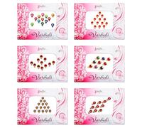 Bindi Pack of 6 Crystal Designer Jewel for Forehead Face Tikka Multicolored Bindiya Stickers Adhesive Stone Indian Traditional Bindi Tattoos for Women Girls Bride Return Gifts