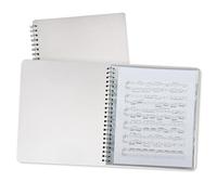 Binditek 1 Pack Sheet Music Folder, 40 Double-Sided Sleeves Display 80 Pages, 40-Pocket Binder Organizer for Letter Size, Music Binder with Metal Wire Binding Spine, White