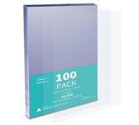 Binditek 100 Pack 200 Micron A4 Binding Covers, PVC Clear Binding Covers, Square Corners, Un-Punched, Office and School Supplies