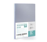 Binditek 50 Pack A4 Frosted PVC Binding Covers, 200 Microns, Matte, Square Corners, Un-Punched