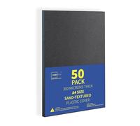 Binditek 50 Pack A4 Sand-Textured Polycover, 300 Microns, Matte,Plastic Binding Cover, Square Corners, Un-Punched