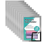 Binditek Magnetic Sign Holder, A4 Self Adhesive Magnetic Frame, Waterproof Display, Covers for Sign, License, Photos, Document, Walls and Windows, Magnetic Closure (Silver, A4, 10 Pack)