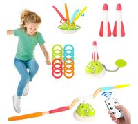 Bindokun 3 IN 1 Rocket Launcher for Kids, Musical Jump, Ring Toss Game, Garden Toys for Toddlers Age 1-3 3-5 5-7 8-13, Outdoor Toddler Toys With Remote Control, Outdoor Games for Kids Rocket Launcher