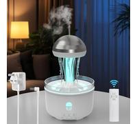 Bindokun 320ml Essential Oil Diffuser for Home - Aromatherapy Room Jellyfish Diffusers with 7 Color LED Lights, Remote Control, 2/4/8 Hour Timer, Rain Humidifier & Air Freshener for Relaxation