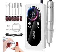 Bindokun Electric Nail Files, 45000RPM Professional Electric Nail Drill Machine, Rechargeable Portable E File Kit for Acrylic Gel Nails with LCD Display Adjustable Speed for Women Salon Home Beginner