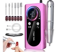Bindokun Electric Nail Files, 45000RPM Professional Electric Nail Drill Machine, Rechargeable Portable E File Kit for Acrylic Gel Nails with LCD Display Adjustable Speed for Women Salon Home Beginner