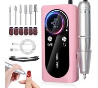 Bindokun Electric Nail Files, 45000RPM Professional Electric Nail Drill Machine, Rechargeable Portable E File Kit for Acrylic Gel Nails with LCD Display Adjustable Speed for Women Salon Home Beginner