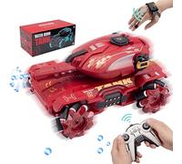 Bindove RC Stunt Tank with Light, Watch Gesture Sensor RC Tank Toy, 360 Rotation Remote Control Stunt Car Shooting Water Bullets, Gifts for Children (Red)