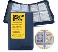 bindrz 4 Pocket Graded Card Binder - Holds 32 Slabs - Archival Safe Zipper Album Storage Compatible with PSA, BGS, CGC, SGC, TAG and AGS Slab (Blue)