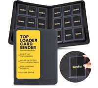 bindrz 9 Pocket Top Loader Binder - Holds 252 Toploaders - Archival Safe Ringless Zipper Album - Side Loading Pockets for CCG TCG MTG and Sports Cards in Plastic Holders (Black)