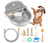 BinetGo Outdoor Automatic Water Dispenser for Dogs, Stainless Steel Bite Resistant Automatic Dog Water Bowl with Drain Plug, Outside Auto Refillable Water Bowl with Float for Goat Livestock