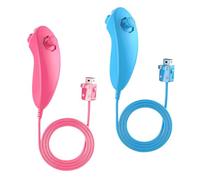 BINFFGM Nunchuck Controller, 2 Pack Nunchuck Controller Replacement for wii Nunchuck Controller Joystick Gamepad, Compatible with Nintendo Wii & Wii U Console (Pink + Blue)