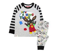 Bing Bunny Boy's Bing Long Sleeve Long Leg Pyjama Set | Boys Grey | Officially Licensed Merch | Size: 18-24 m Bing Bunny Grey 18-24 m
