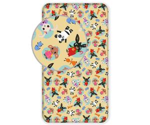 Bing Bunny Single Fitted Sheet - 100% Cotton, Pale Yellow, 90x200x25 cm, 40C Machine Wash, Tumble Dry Low, Bing & Friends