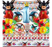 Bing Children's Birthday Decoration 1, Bing Balloon, Children's Paper Tableware, Birthday Decoration Party Accessory Set, Theme Birthday Party Decorations Party Tableware Banner Paper Plates Napkins