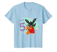 Bing T-Shirt: Bing and Flop - 'I am Five' T-Shirt, Youth, Baby Blue, Medium