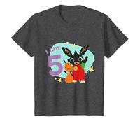 Bing T-Shirt: Bing and Flop - 'I am Five' T-Shirt, Youth, Dark Heather Grey, Medium