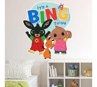 Bing Wall Sticker - Bing Bunny Sula and Flop Waving It's a Bing Thing Wall Decal Kids Art (90cm Height x 75cm Width)